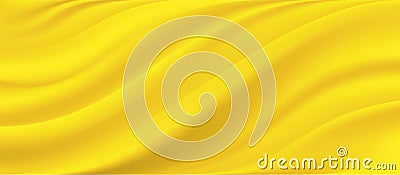 The luxury of yellow fabric texture background.Closeup of rippled yellow silk fabric. Vector Illustration
